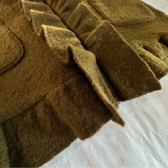 Wool Ruffle Cardigan Petites Small Olive Zipper LOFT Sweater Jacket - Picture 7 of 16